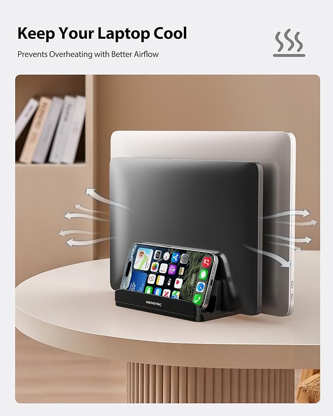 Soporte Vertical AboveTEK para Laptop, Aluminio, 3 Ranuras, Ajustable, Negro miniatura 7