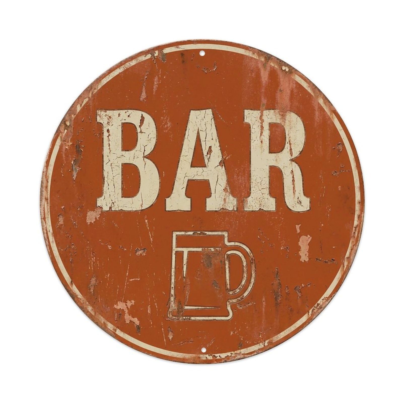 Vintage Beer BAR Burnt Orange Retro for Pub Vintage Metal Tin Sign Plaque Wall Decor for Cafe, Club Bar, Office, Garden Metal Poster 8x8Inch