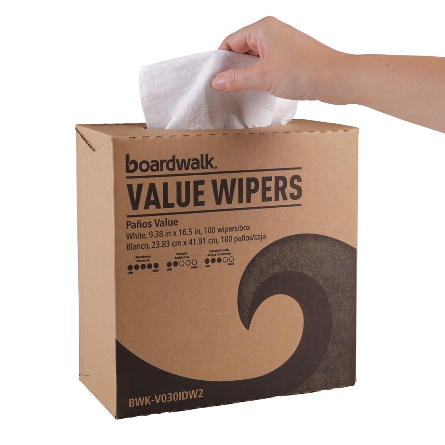 Boardwalk DRC Wipers, 9.33 x 16.5, White, 100 Dispenser Packs, 9 Dispenser Packs/Carton