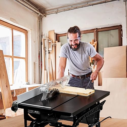 Miniatura 7 de Sierra de mesa para lugar de trabajo, motor de cobre de 8 pulgadas y 6.7 amperios, velocidad de corte de hasta 3576 RPM, hoja 24T, kit de sierra de