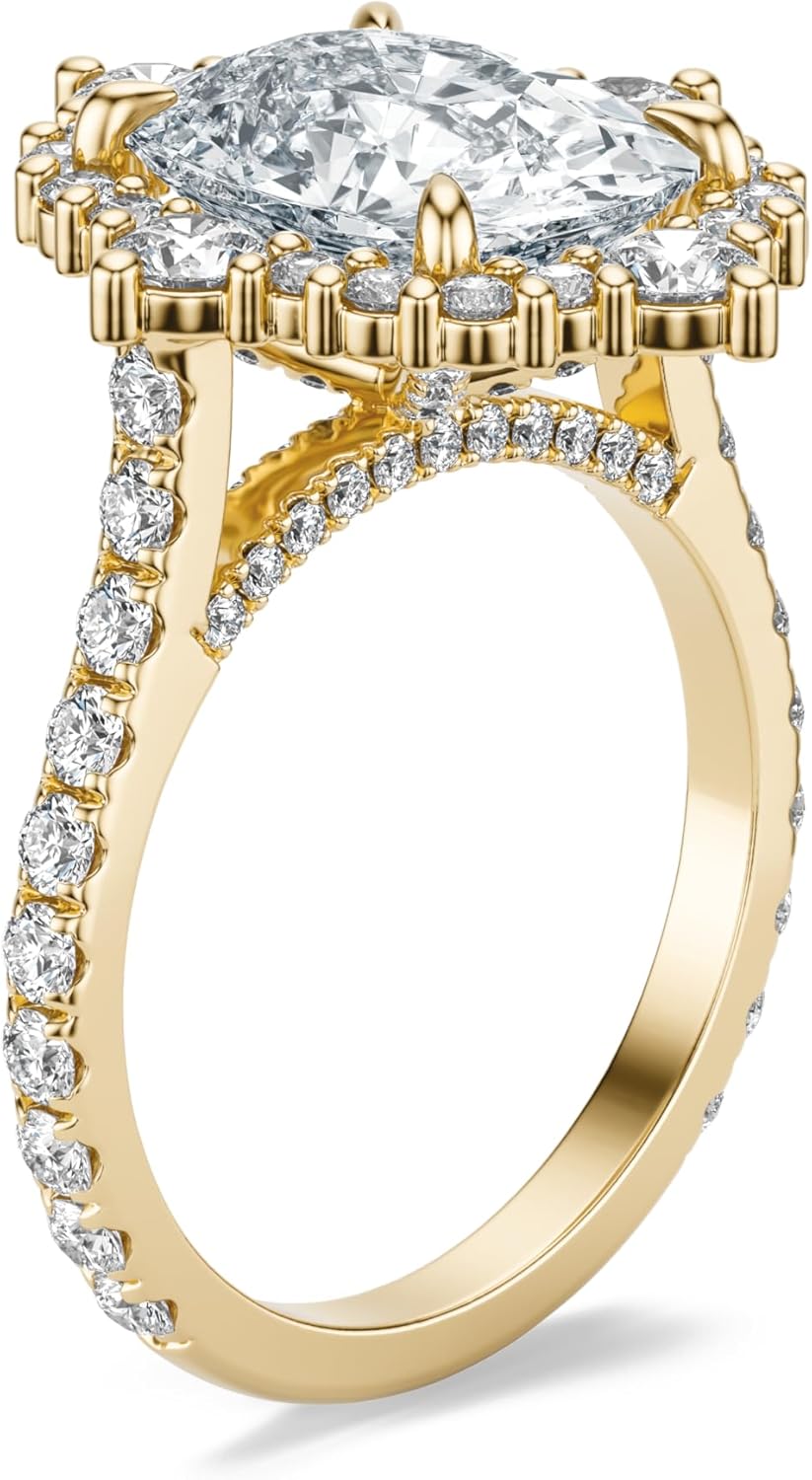 1–5 Carat Elongated Cushion Lab Grown Diamond Ring VVS2 10K 14K 18K Solid Gold & 925 Sterling Silver Engagement Ring Art Deco Wedding Bridal Anniversary Christmas Gift for Women(IGI Certified)