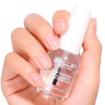 GELLEN 3-In-1 Clear Nail Strengthener, Base Top Coat, No Base Top & Light Needed | Shine Nail Polish Brighten Fortify Harden Weak Brittle Nails | Keratin Vitamin E, Anti-yellow | Toxin TPO HEMA Free