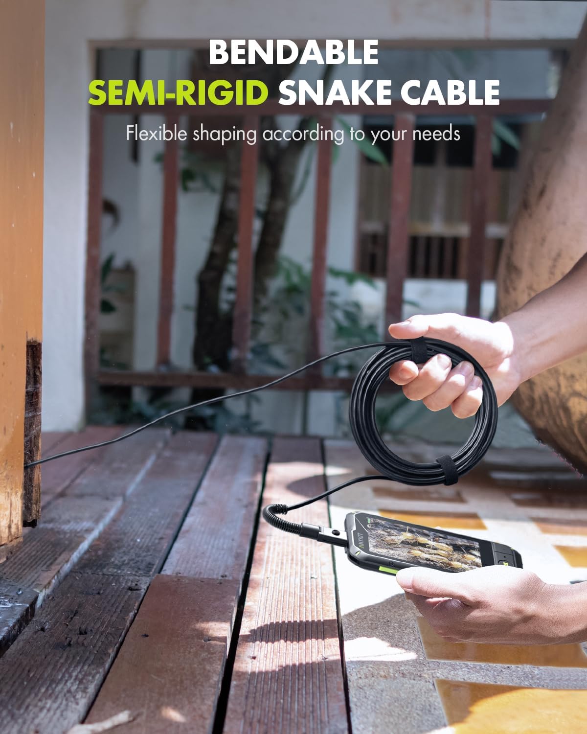 Anykit Dual Lens Borescope,1080P Industrial Endoscope with Light, IP67 Waterproof Inspection Cam, Sewer Camera with 4.0" IPS Screen, Waterproof 16.5ft Snake Camera, 32GB Card