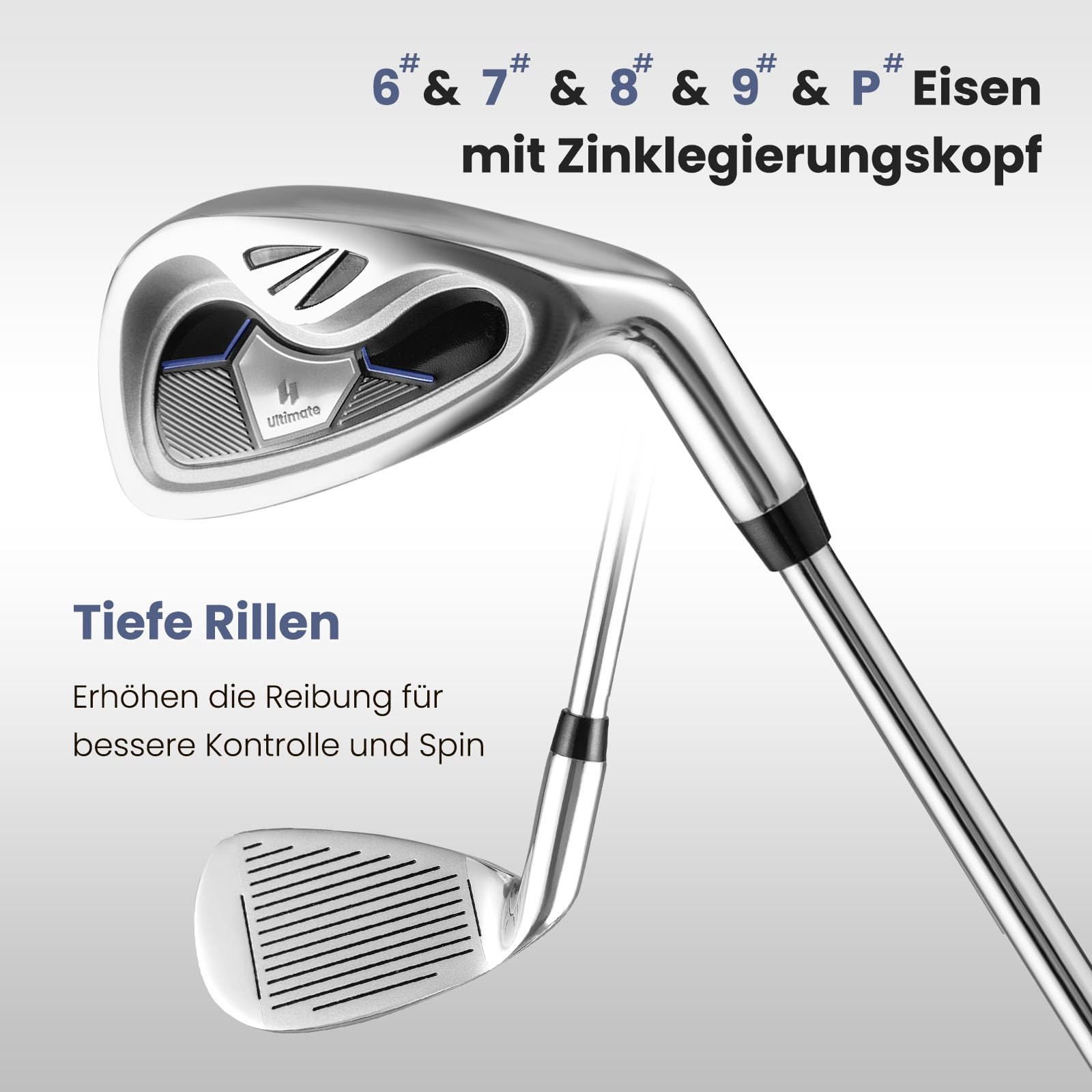 GYMAX Komplettes Golfschlägerset für Herren, 12-teiliges Golfschlägerset mit Schlägerhauben, inkl. 1# Driver, 3# Fairway, 4# Hybrid, 6# & 7# & 8# & 9# & P# Eisen, Putter
