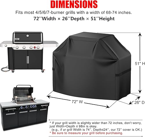Miniatura 48 de Funda para parrilla, 52 pulgadas, impermeable, resistente a la intemperie, resistente a la decoloración, material resistente a los rayos UV
