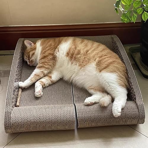 Miniatura 5 de DEKU Rascador para gatos, cartón para gatos, cama para rascar gatos, almohadillas corrugadas de primera calidad, sofá reciclable y duradero,