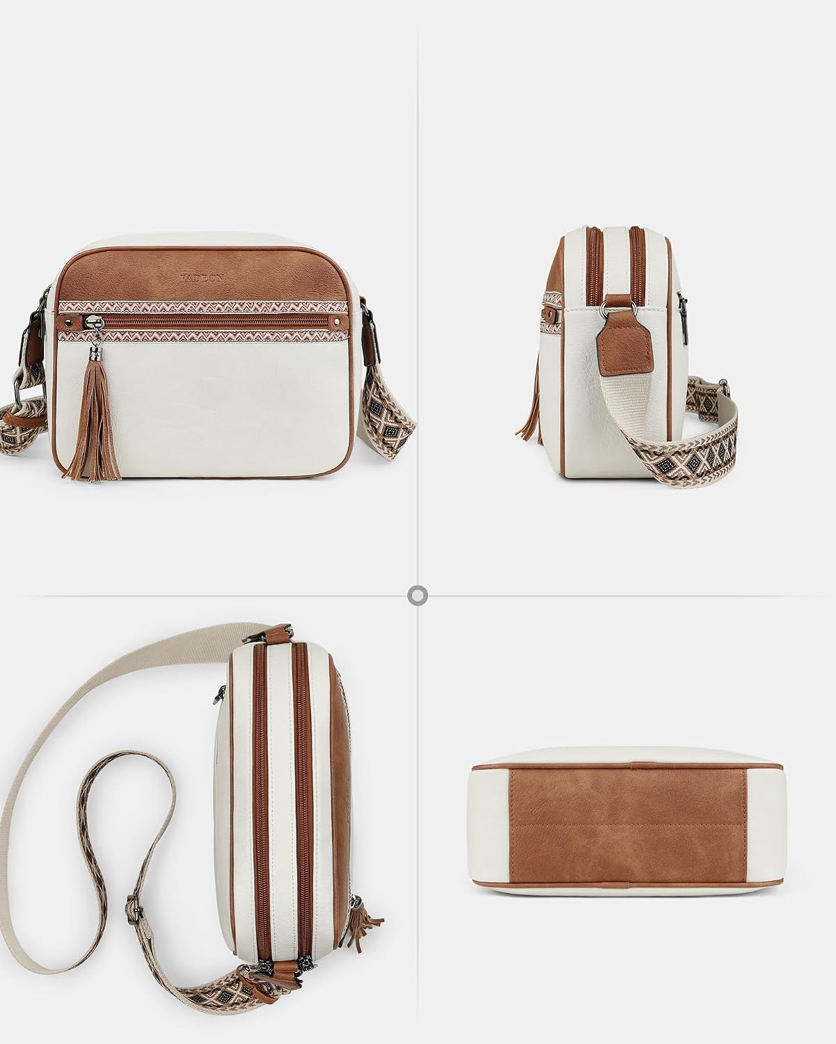 FADEON Crossbody Bags for Women Designer Vegan Leather Crossbody Purse Multi-pocket Medium Shoulder Bag with Card Slots