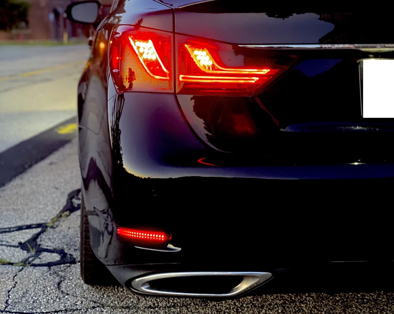 iJDMTOY Dark Smoked Lens 60-SMD Full LED Rear Bumper Reflector Light Trim Compatible With Lexus 2013-2018 ES, 2013-2020 GS, Function as Tail or Rear Fog Lights