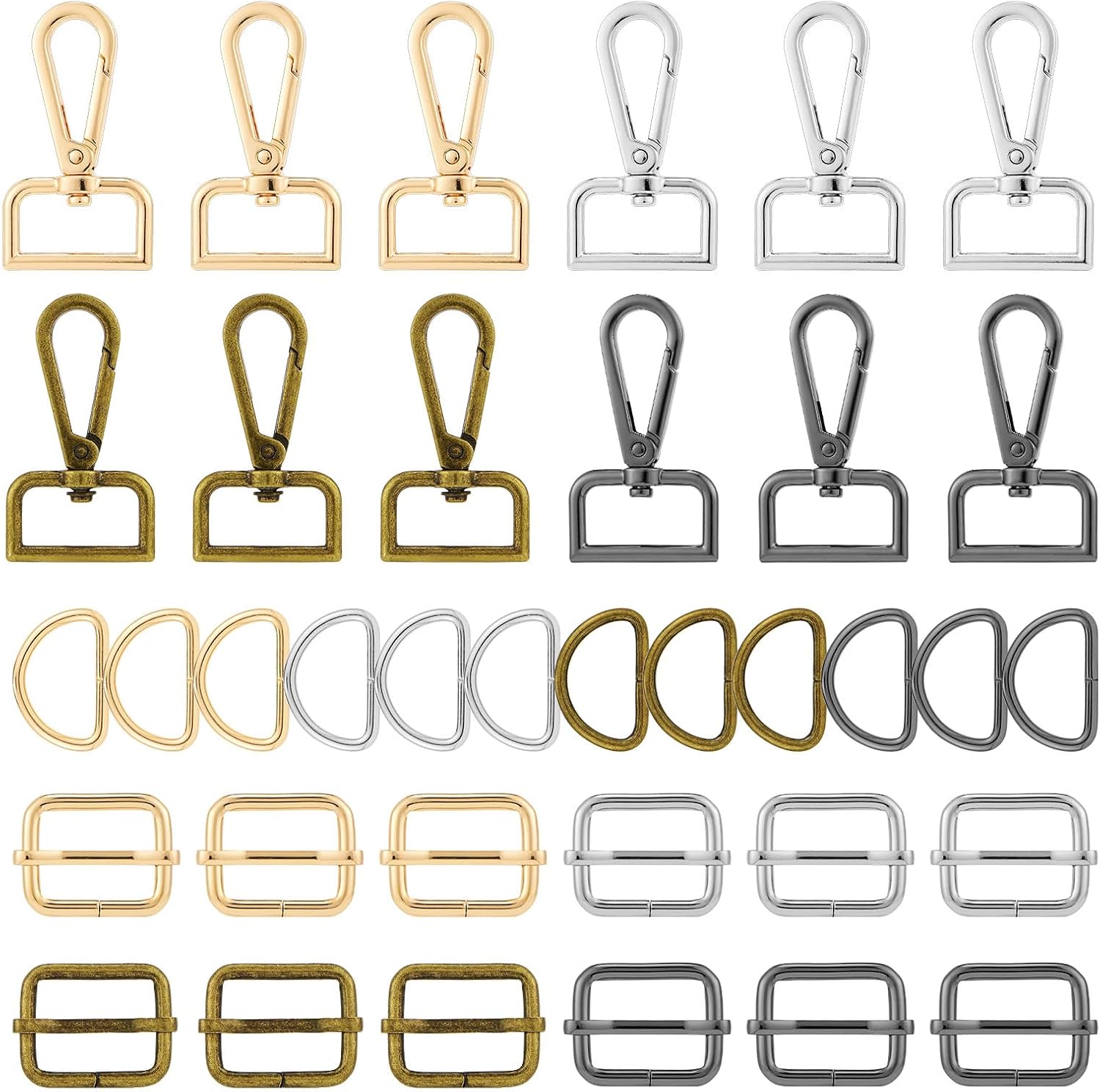 DEVPSISR Purse Hardware Heavy Duty Swivel Snap Hooks D Rings and Slide Buckles for Bag Making Handbag Craft