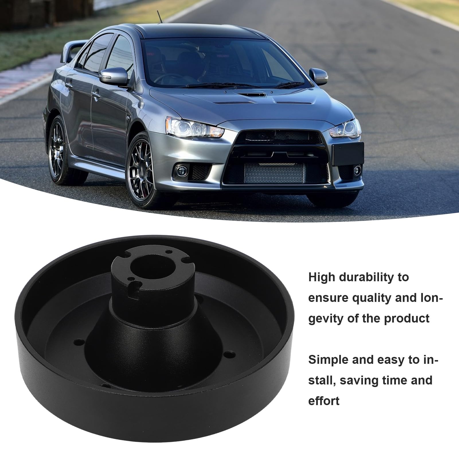 6-otworowy Krótki Adapter Piasty Kierownicy, Czarny Ergonomiczny Aluminiowy Adapter Dystansowy Piasty Kierownicy Zamiennik dla Ralliart Lancer