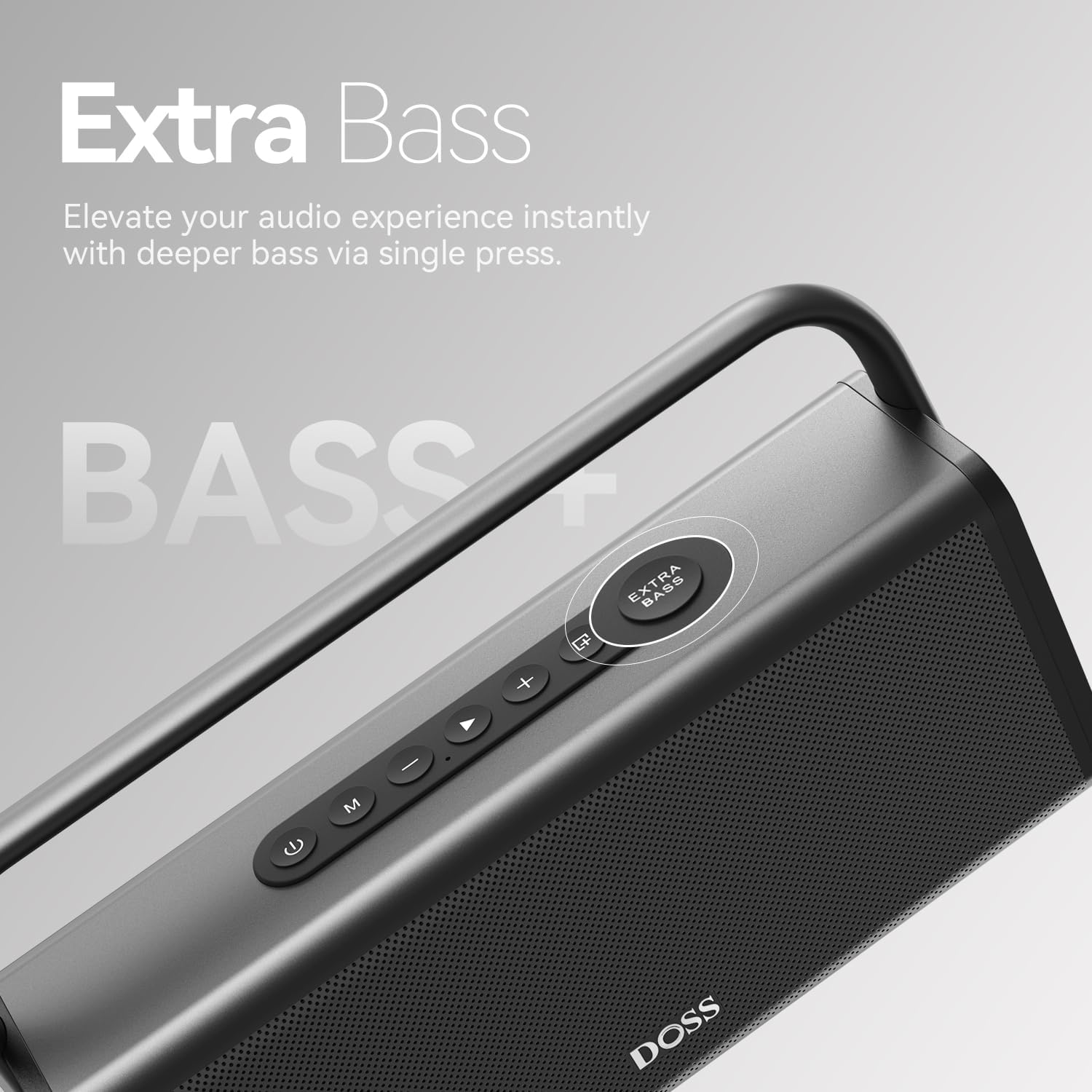 DOSS SoundBox XL Pro - Altoparlante Bluetooth con potente suono stereo da 50 W, bassi extra, autonomia di riproduzione 16 ore, corpo in metallo integrato, manico in lega di alluminio, altoparlante