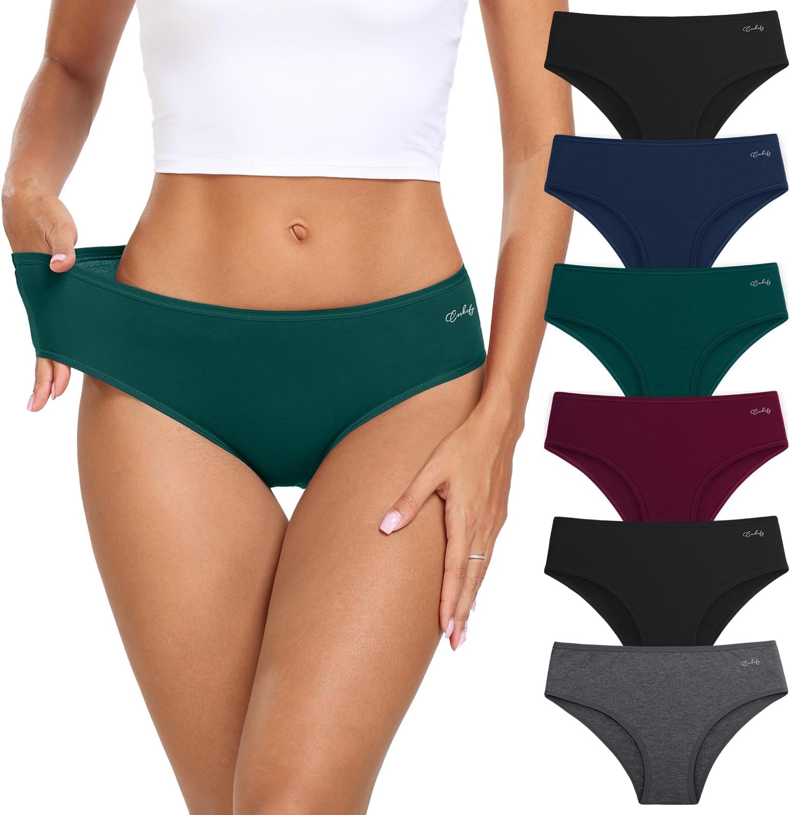 Women's Underwear Cotton Hipster Panties Low Rise Briefs Soft Strench Breathable Ladies Bikini Underwear 6 Pack