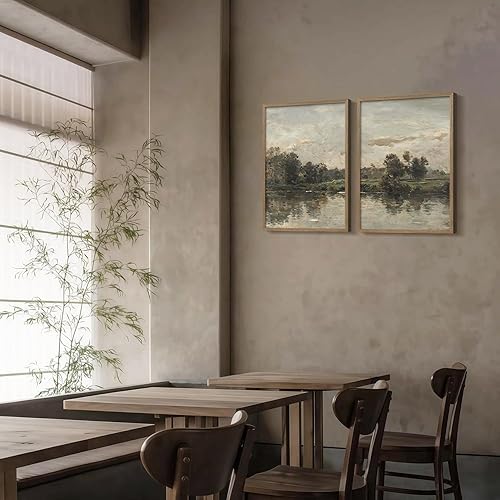 Miniatura 7 de 2 lienzos enmarcados para pared, arte de campo, impresiones de paisajes, galería, retro, clásico, naturaleza, decoración del hogar, sala de estar,