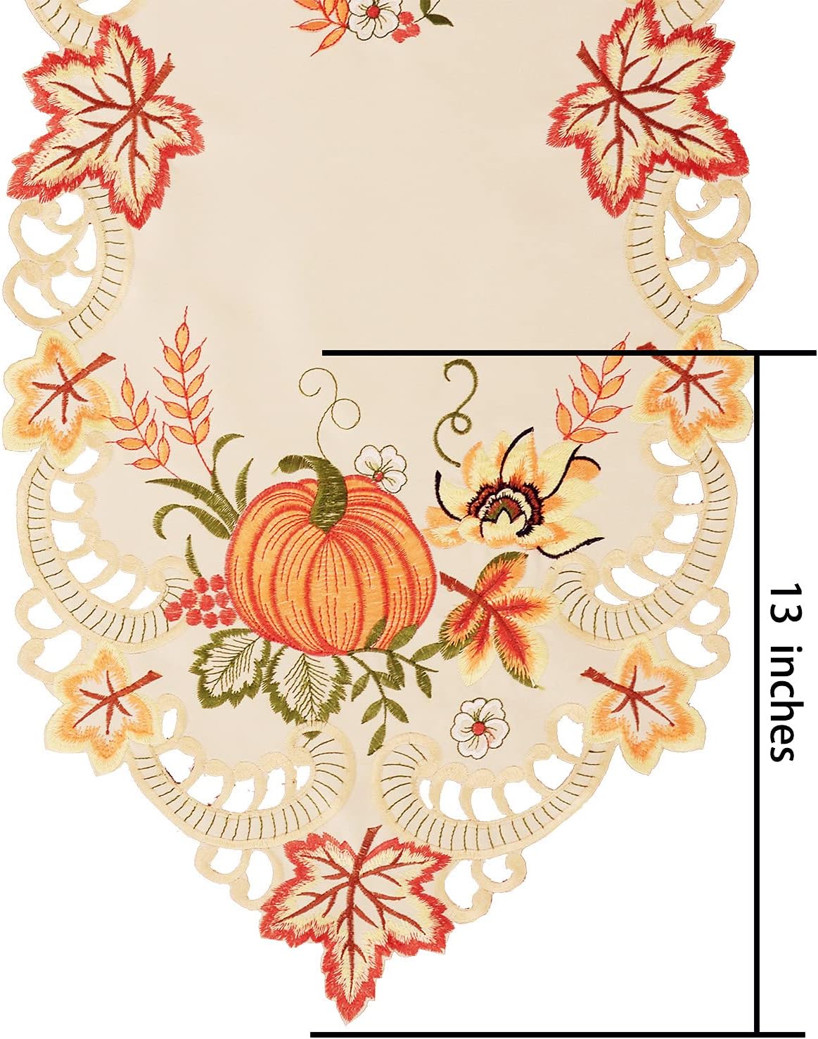 Simhomsen Large Embroidered Thanksgiving Harvest Pumpkins Table Runners for Autumn Or Fall Decorations (14 × 120 Inches)