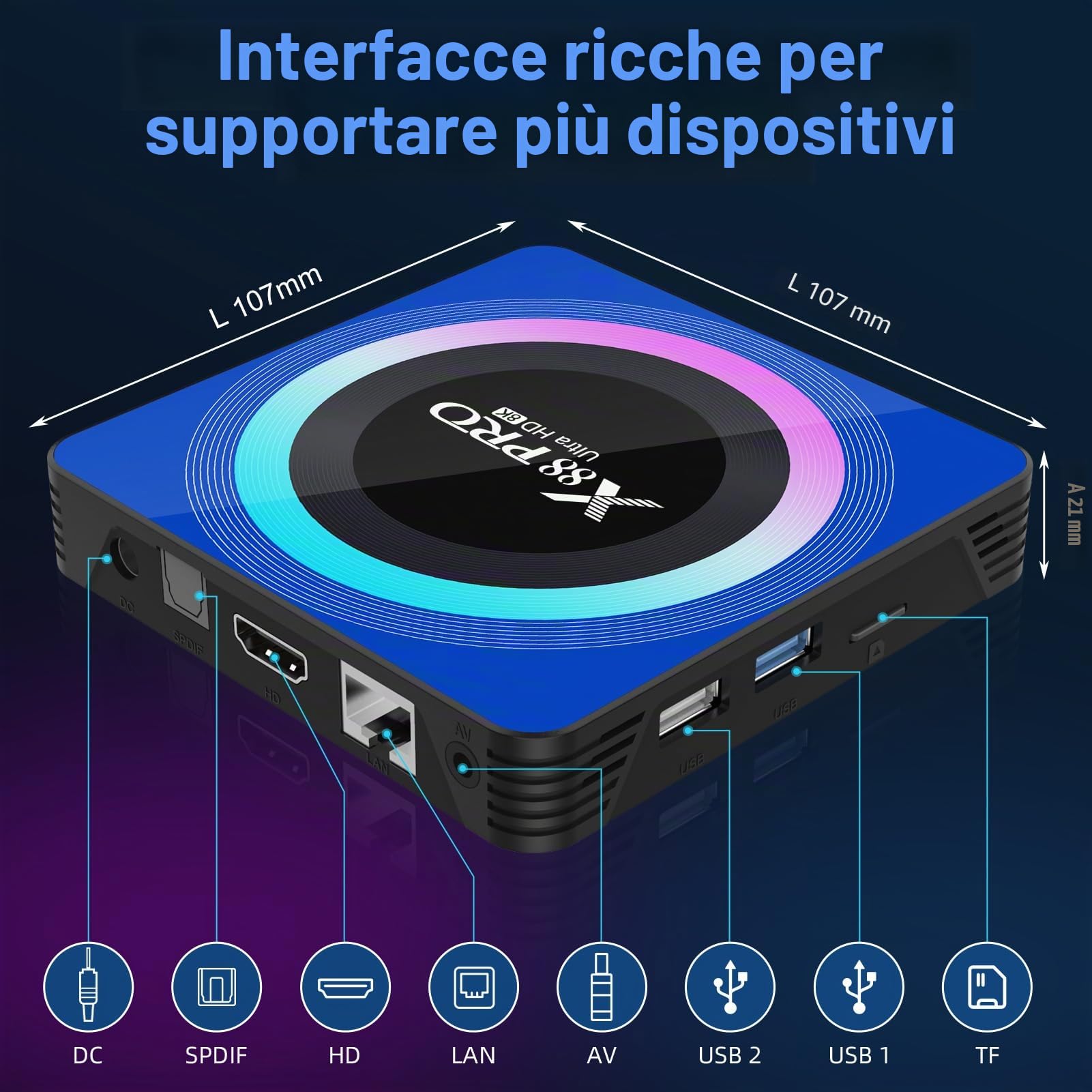 Android 13.0 TV Box, Android Box 4GB RAM 64GB ROM RK3528 Quad-Core 64bit Cortex-A53 support 2.4/5.0GHz Wi-Fi BT5.0 10/100M Ethernet HDMI 2.0 Android TV Box