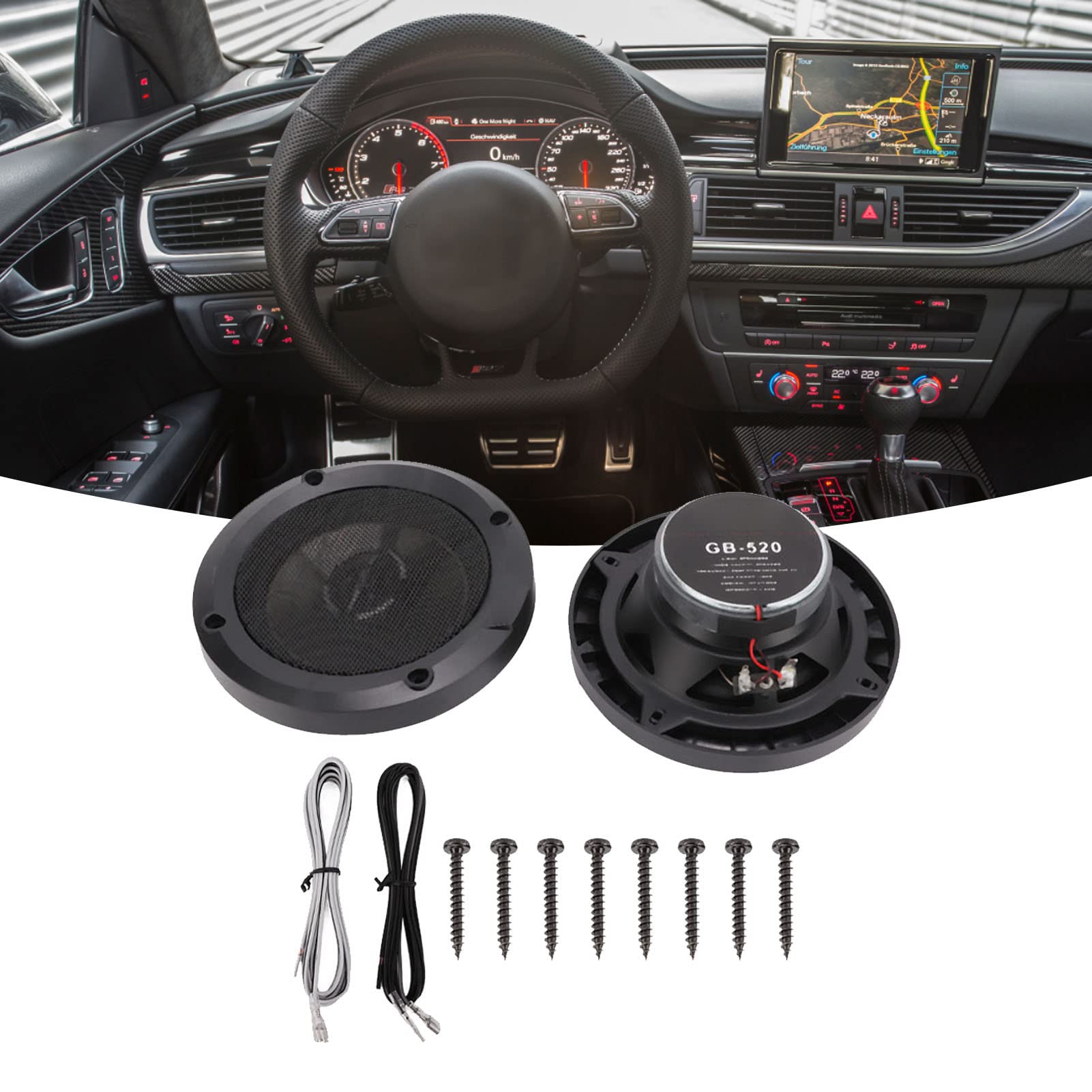 Tweeter de audio para automóvil, 1 par de altavoces estéreo para automóvil de 5 pulgadas Tweeter de cúpula universal 4Ω Altavoces para sistema de audio para automóvil