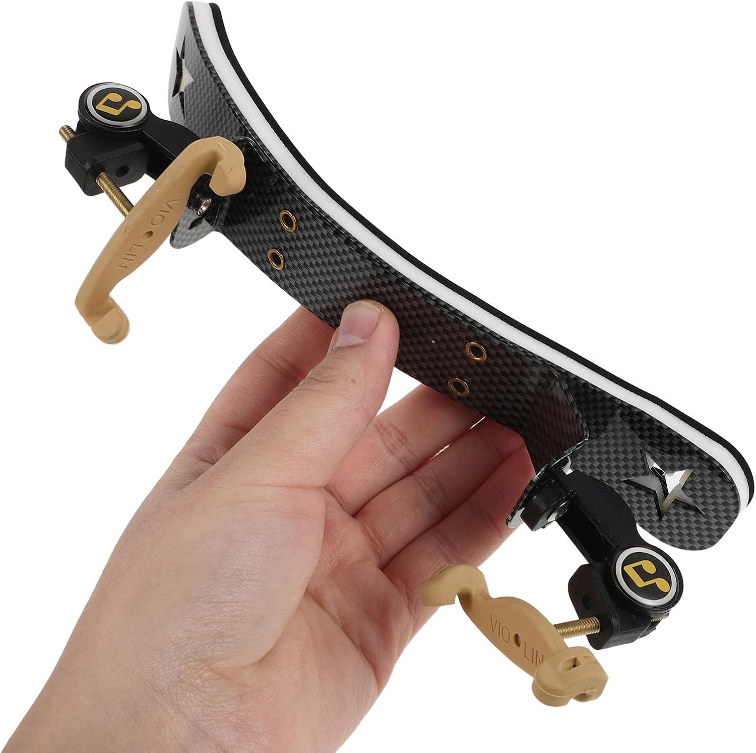 Aluminum Alloy Shoulder Rest for Violin 3/4-4/4 Size, Height Adjustable Accessories, Comfortable Foam Support, Rubber Feet for Student Practice