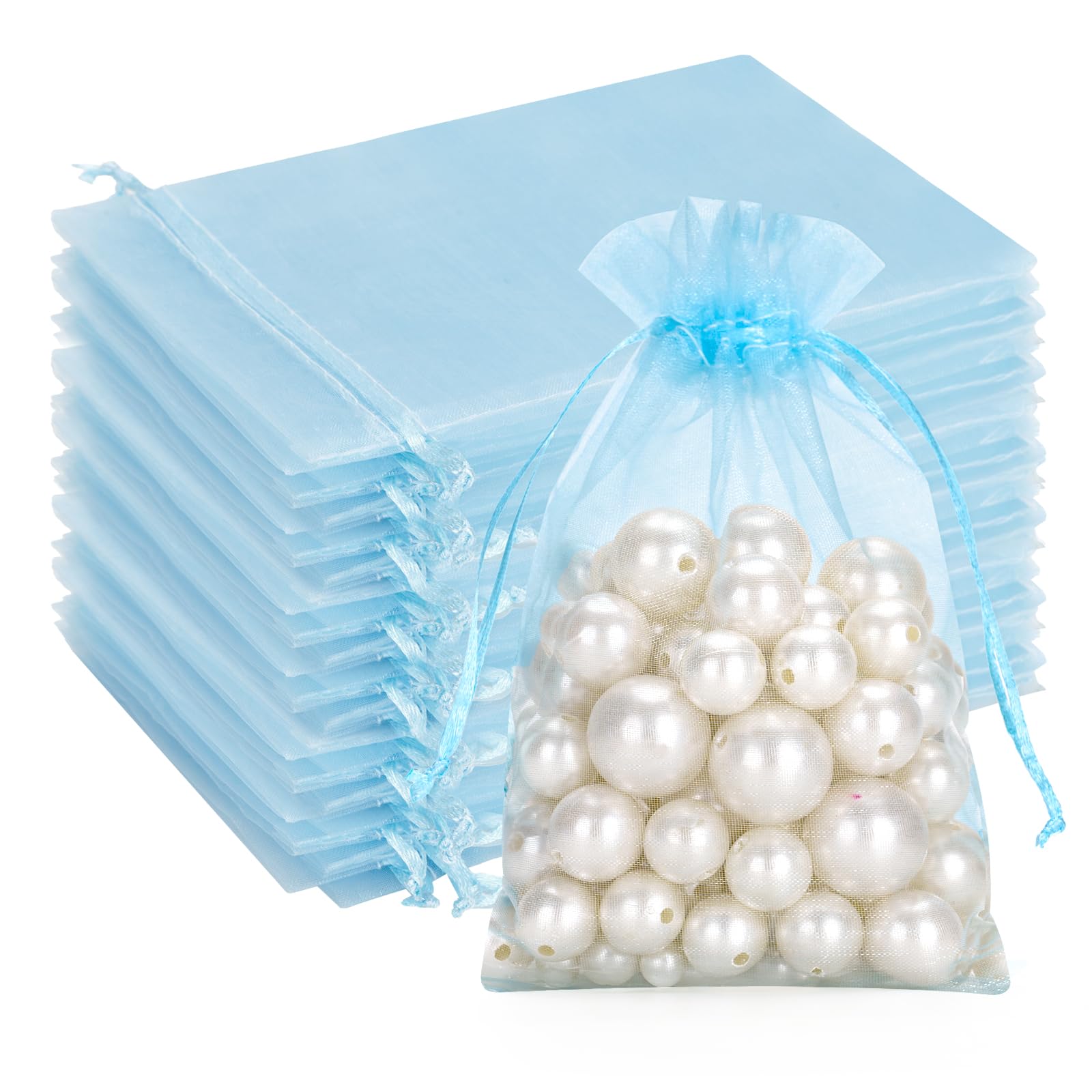 G2PLUS 100 Stück Organzasäckchen, Geschenk Organzabeutel, Hochzeit Organza-Beutelchen mit Kordelzug Sie als Hochzeit Bonbonsbeutel, Schmuckbeutel, Geschenkbeutel