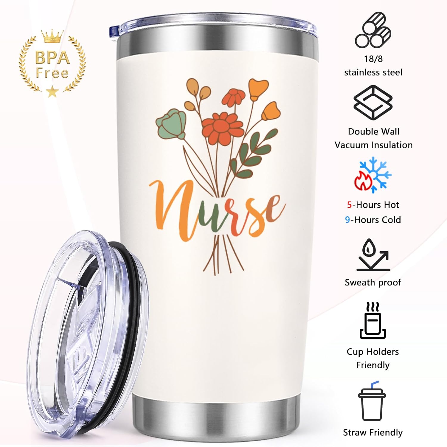 Qtencas Nurses Week Gifts Bulk 2026, Nurse Gifts Bulk, 6 Pcs Nurse Appreciation Gift Set for Women Men, 20 Oz Insulated Tumblers with Badge Clips, Nurses Graduation Gift for Nursing Student