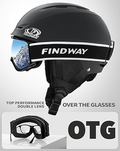 Miniatura 4 de Findway Juego de casco de esquí, casco de snowboard con gafas para adultos a prueba de golpes carcasa de ABS duradera de seguridad y carcasa