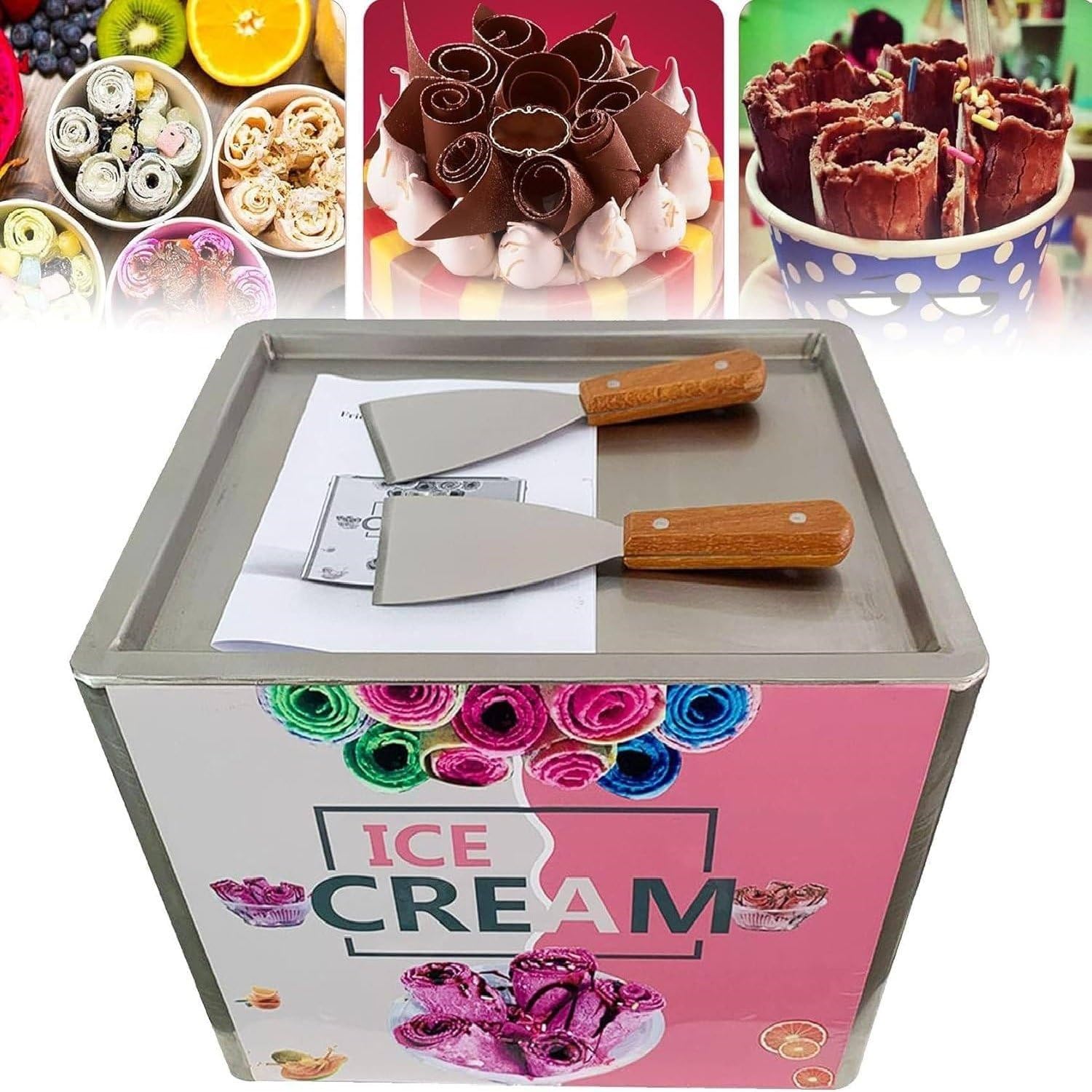 UofZc Upgraded Rolled Ice Cream Maker, Overheat Protection Fried Yogurt Machine, Safe & Reliable, Ideal for Making Healthy Homemade Fro-zen Treats