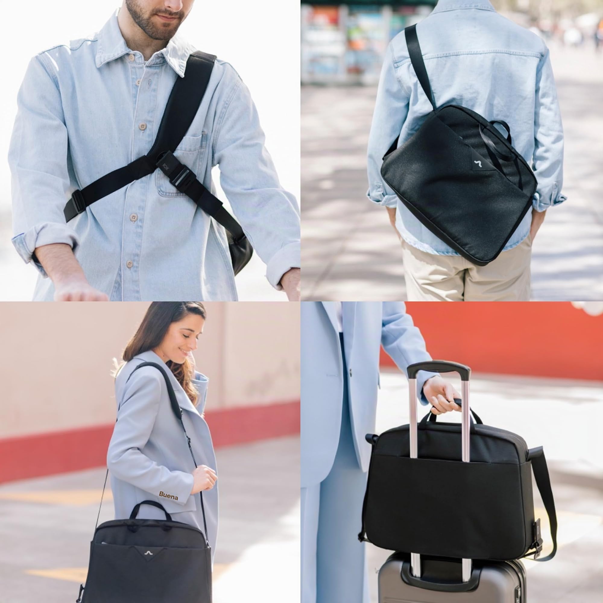 ROIK Bandolera Maletín Funda Portátil Portadocumentos para Hombre o Mujer, Fabricada con Material Reciclado RPET, Bolsillos interiores y exteriores para Accesorios - The Messenger