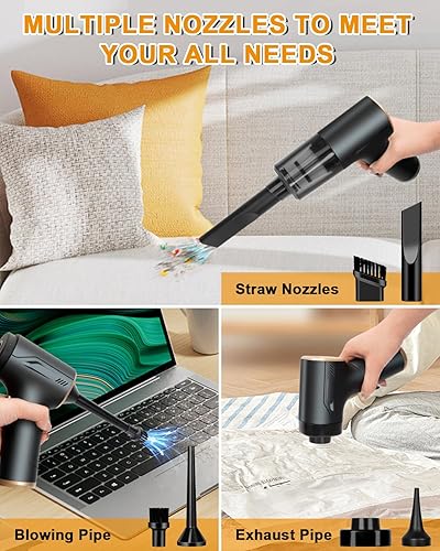 Miniatura 4 de Aspiradora de mano 4 en 1 inalámbrica, 20000 PA, aspiradora de mano de coche de alta potencia, mini motor portátil sin escobillas, sin escobillas,