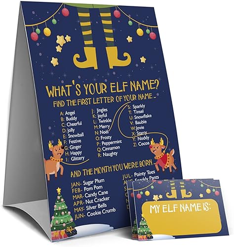 Miniatura 1 de Letrero de juegos de Navidad: ¿cuál es tu juego de nombre de elfo, juegos de Navidad para familias, juegos de fiesta de Navidad, juegos de