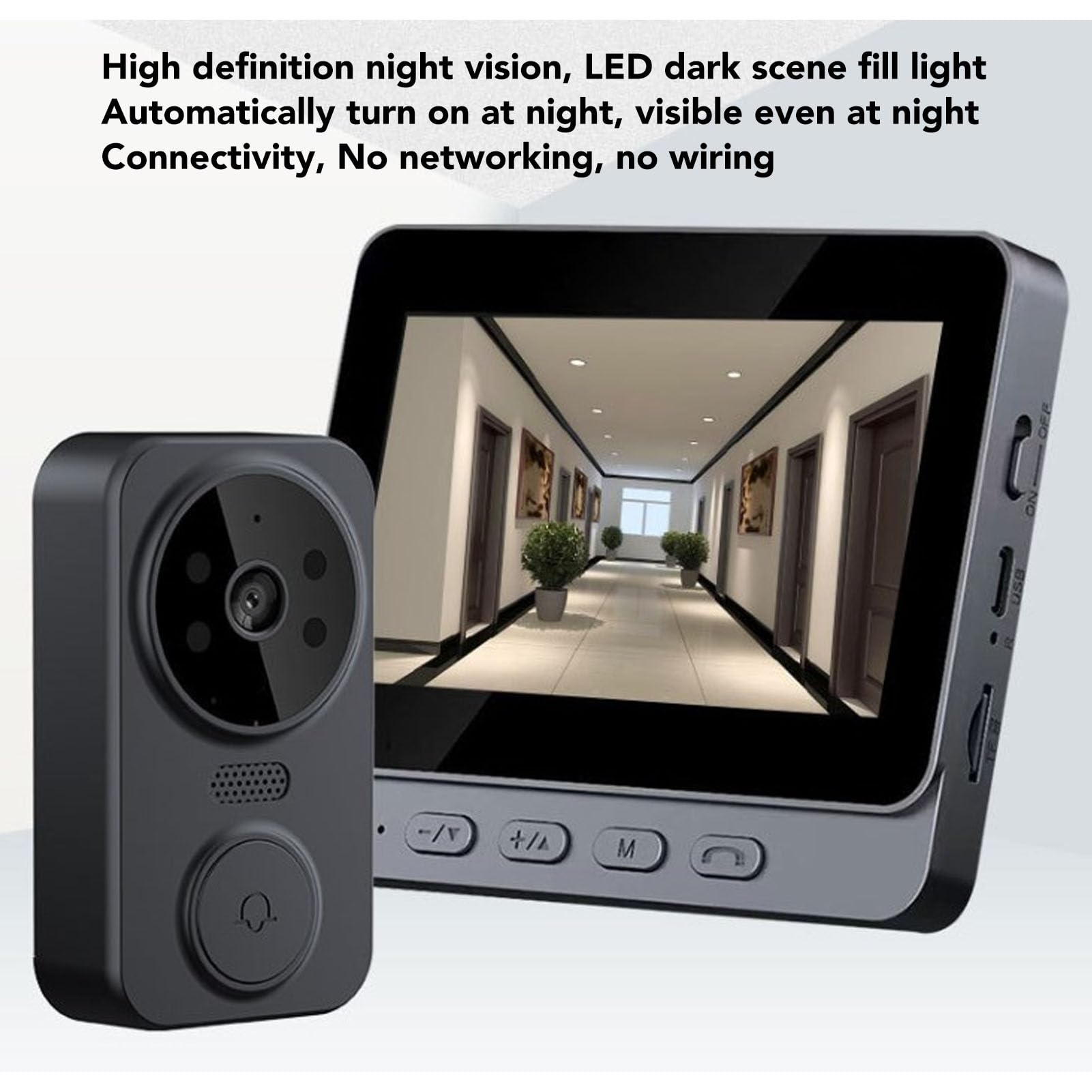 Cámara de Timbre con Vídeo, Pantalla Clara de 4,3 Pulgadas, Timbre Inteligente con Intercomunicador Inalámbrico con Visión Nocturna de Gran Angular de 170 Grados de 8MP 1