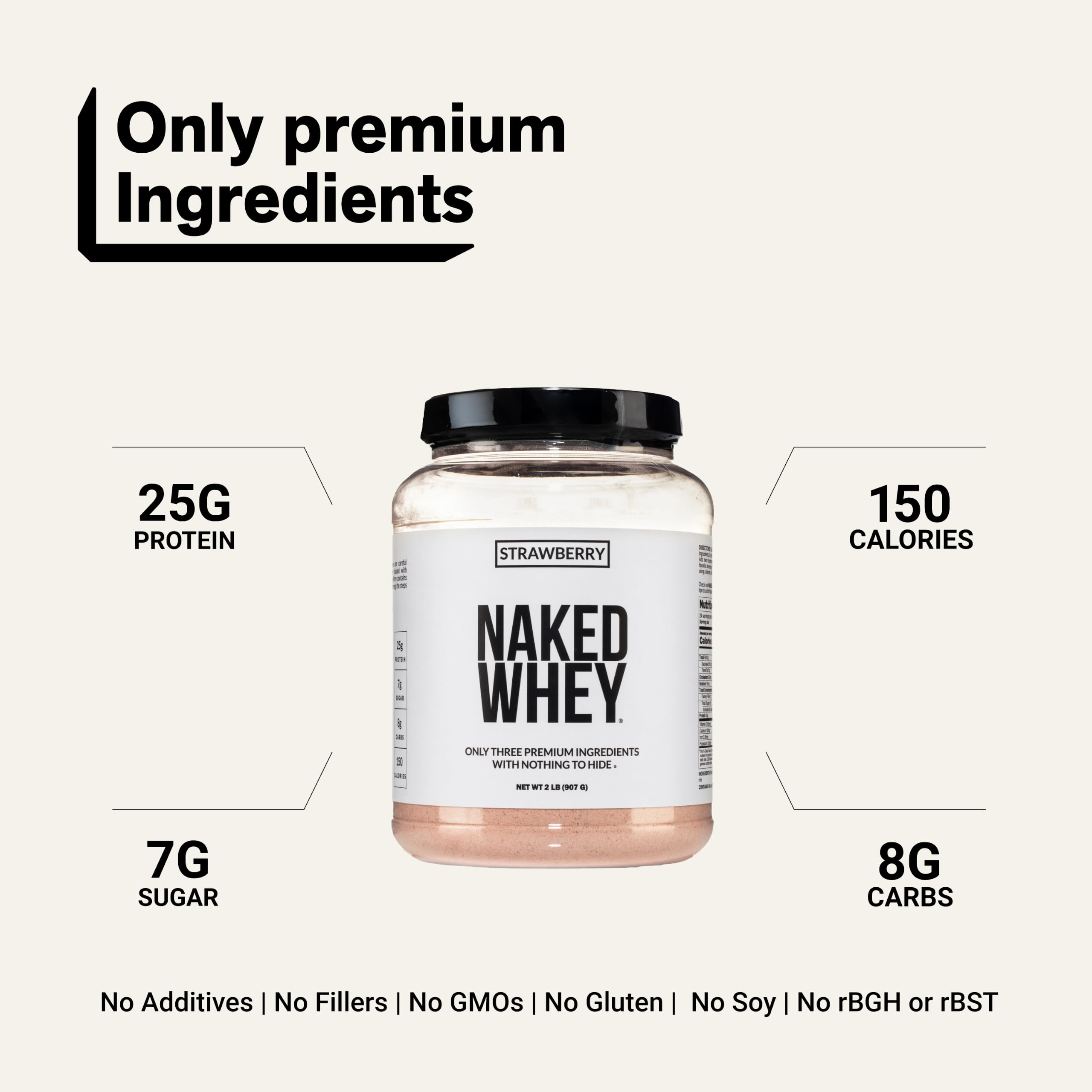 NAKED Strawberry Whey Protein Powder, Only 3 Ingredients, 25g Grass Fed Whey Protein Powder, Aid Muscle Growth & Recovery - 24 Servings — Amazon image 3