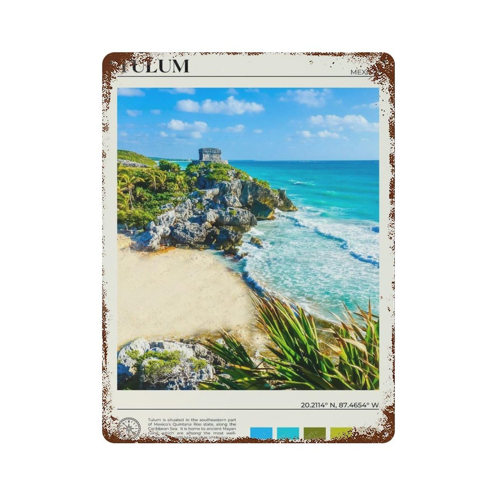 xiaoxiaoshen Real Photo Tulum Decor Mexico Wall Decor Art Metal Tin Poster Modern Home Decor Art Home Bar Shop Decorations Vintage Sign 40x30cm