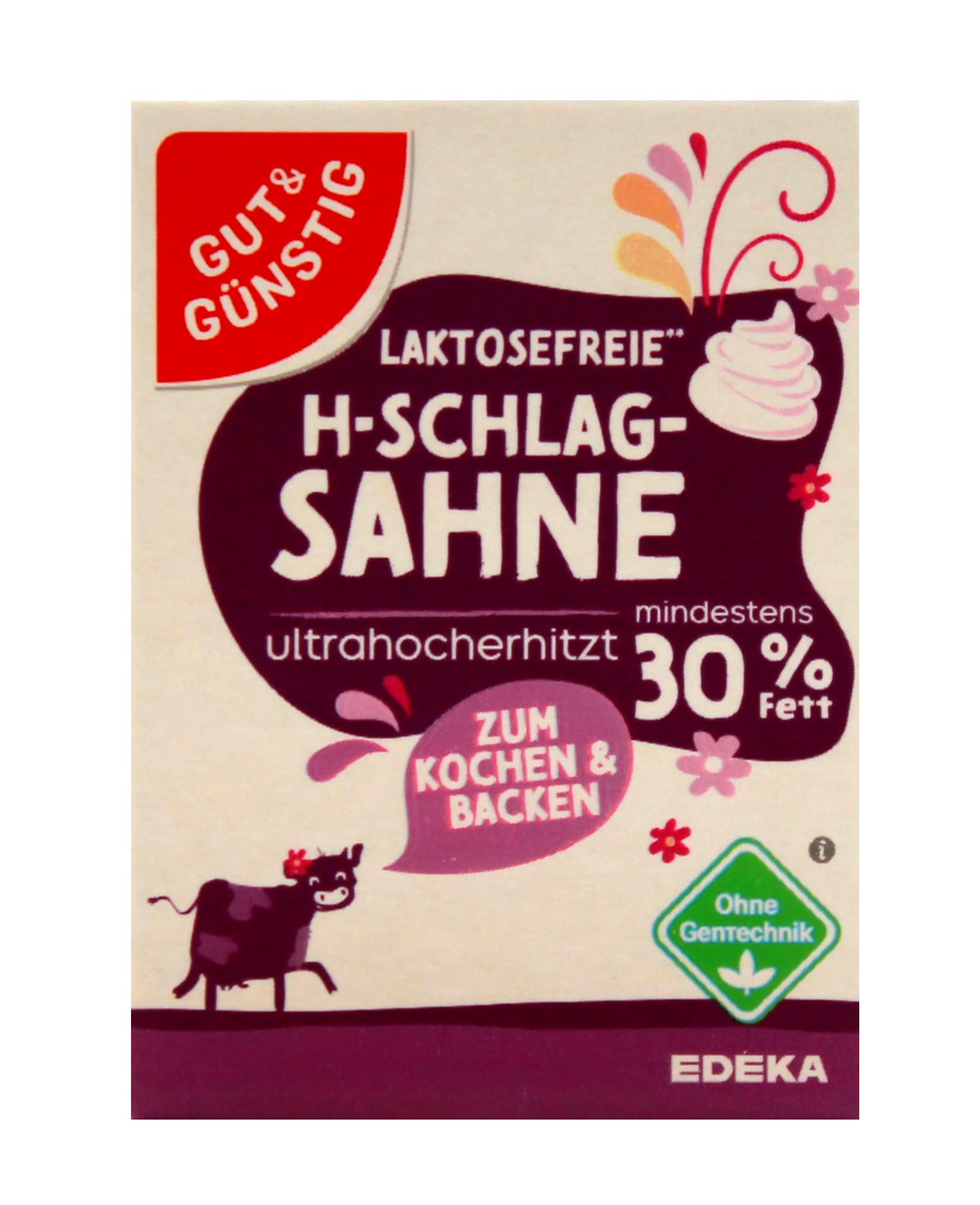 Gut & Günstig Laktosefreie H-Schlagsahne 30% Fett, 27er Pack (27 x 200g)