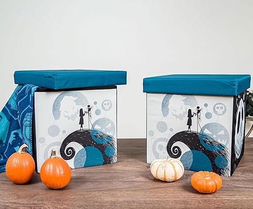 Miniatura 6 de Disney The Nightmare Before Christmas Jack & Sally - Organizador de cubos de almacenamiento de 15 pulgadas, juego de 2, contenedor de cesta de tela,