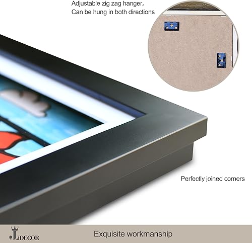 Miniatura 6 de JWL Decor Marco de arte infantil de 9 x 12 pulgadas, marco magnético de madera intercambiable con apertura frontal para mostrar obras de arte