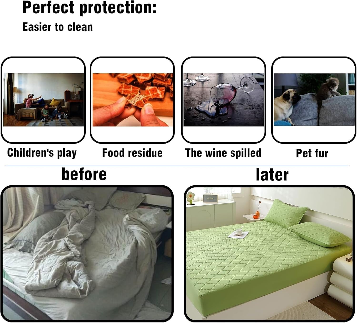 XMAYODS Waterproof Mattress Protector Pad Queen King Twin XL Machine, Breathable Mattress Covers Topper with Deep Pockets, Washable Bed Cover All-Season Use(Color 7,1PC 200x220cm)