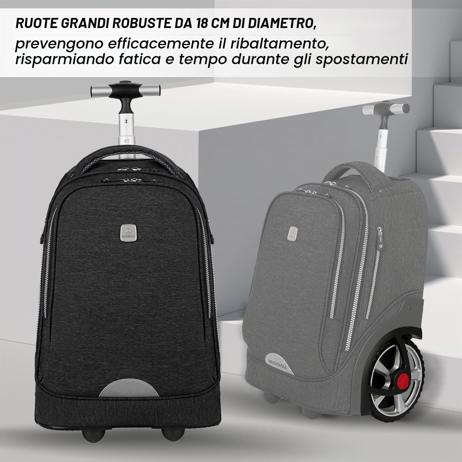 Hivexagon Borsa a rotelle per laptop, Zaino con Ruote per Computer Portatile: Impermeabile, Elegante e Durevole, Perfetto per Viaggi Studenteschi e Turismo