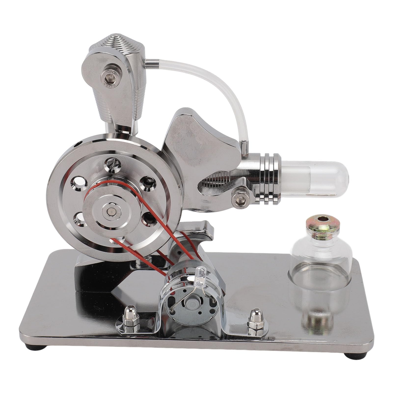 AMONIDA Juguete Modelo de Motor Stirling con Generador de Electricidad Educativo LED Colorido para Niños y Adultos Uso Doméstico Aleación de Aluminio (Silver)