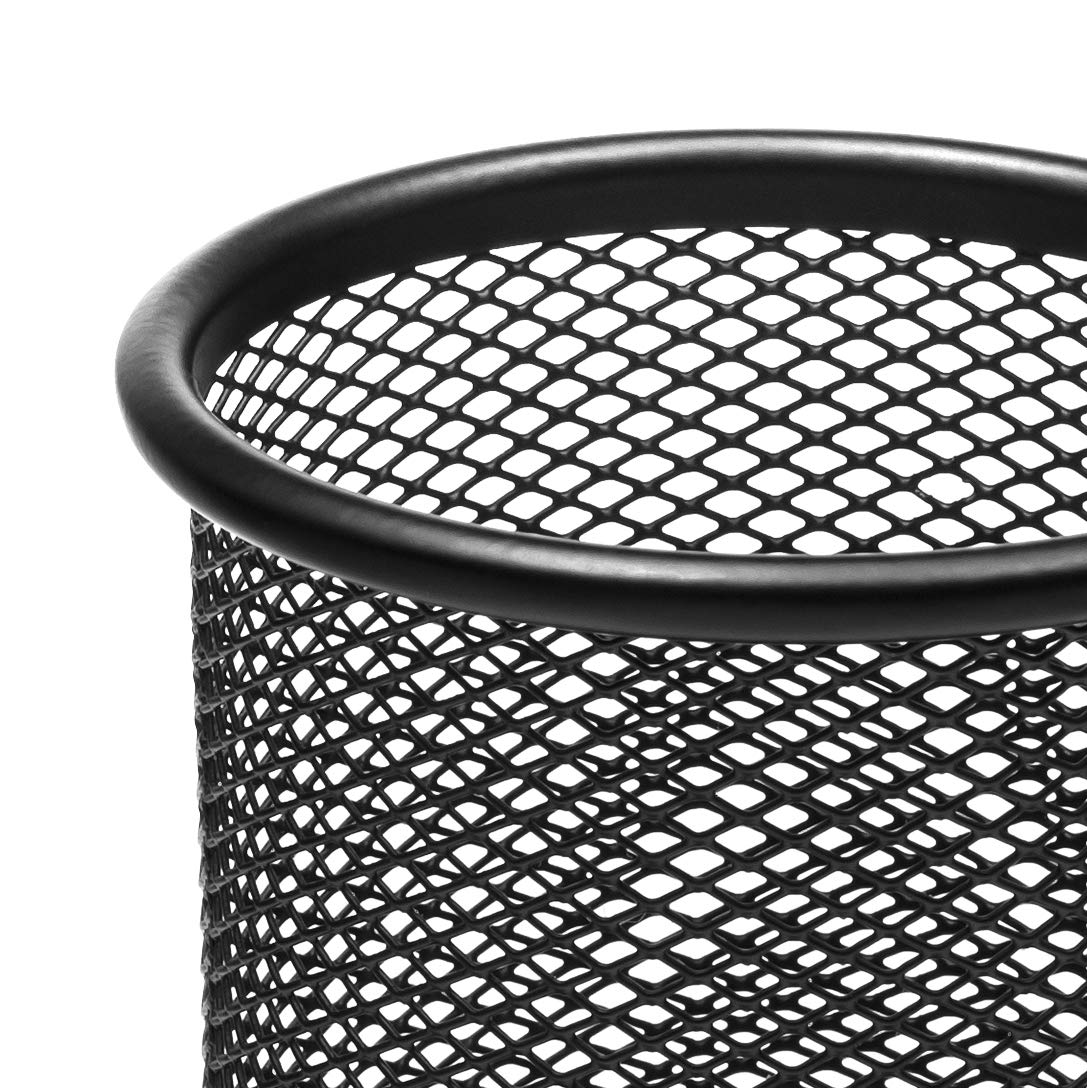 Osco Black Wiremesh Round Pen Pot Pencil Holder Desk Tidy