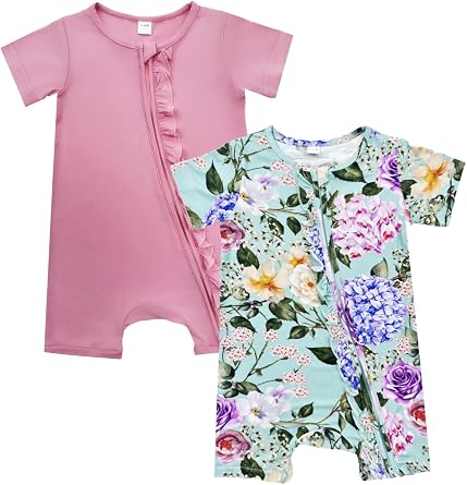 Bow Dream Baby Girl Romper 2 pack Bamboo Rayon Baby Clothes Baby Boy Short Sleeve Jumper One-Piece Rompers Summer