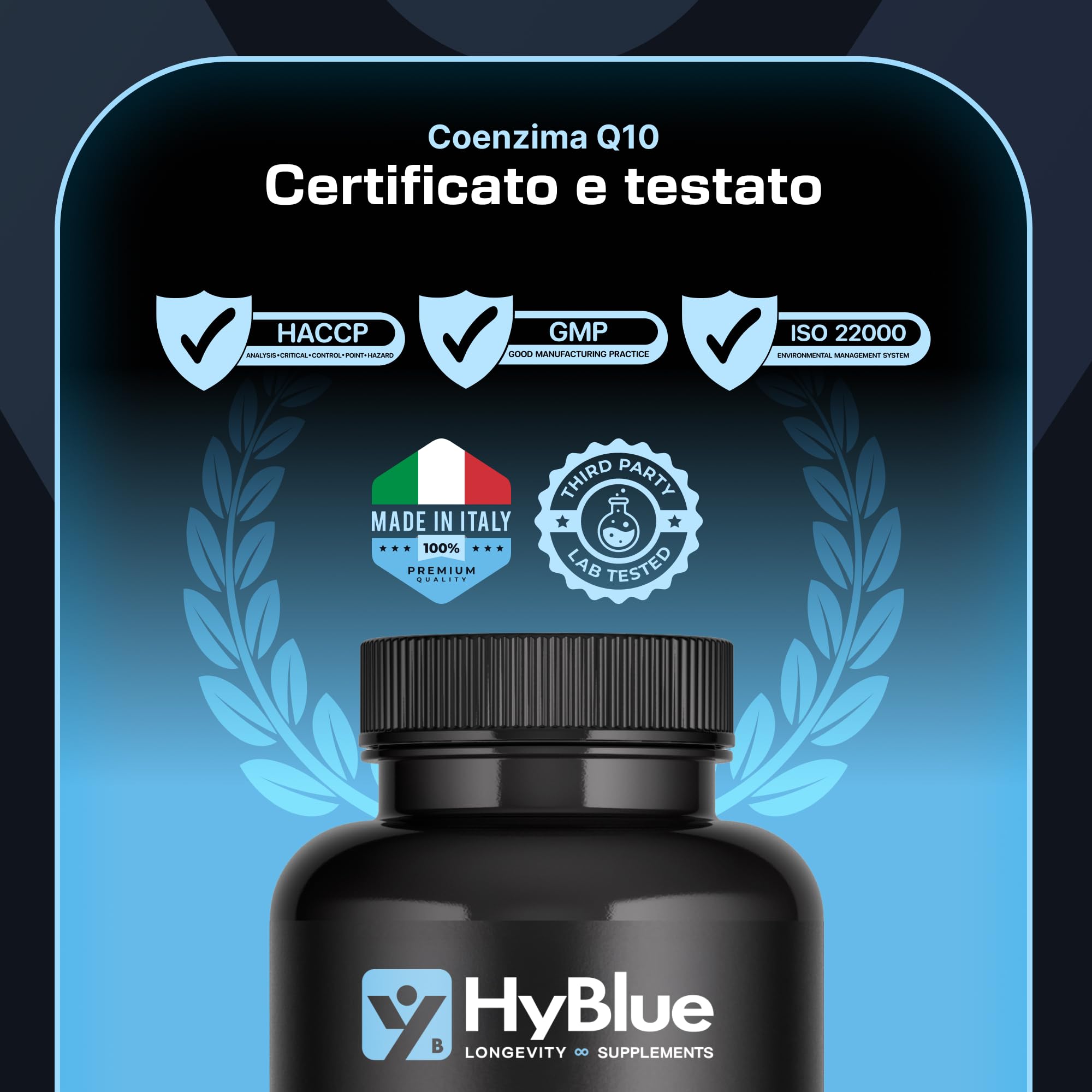 HyBlue Coenzima Q10 Ubichinolo 240 cps, 100 mg | Integratore Ubiquinol Coq10 | Potente Antiossidante per Energia Cellulare e Benessere Cardiaco | Senza Glutine Ne Lattosio, 100% Vegano | Fino 8 Mesi