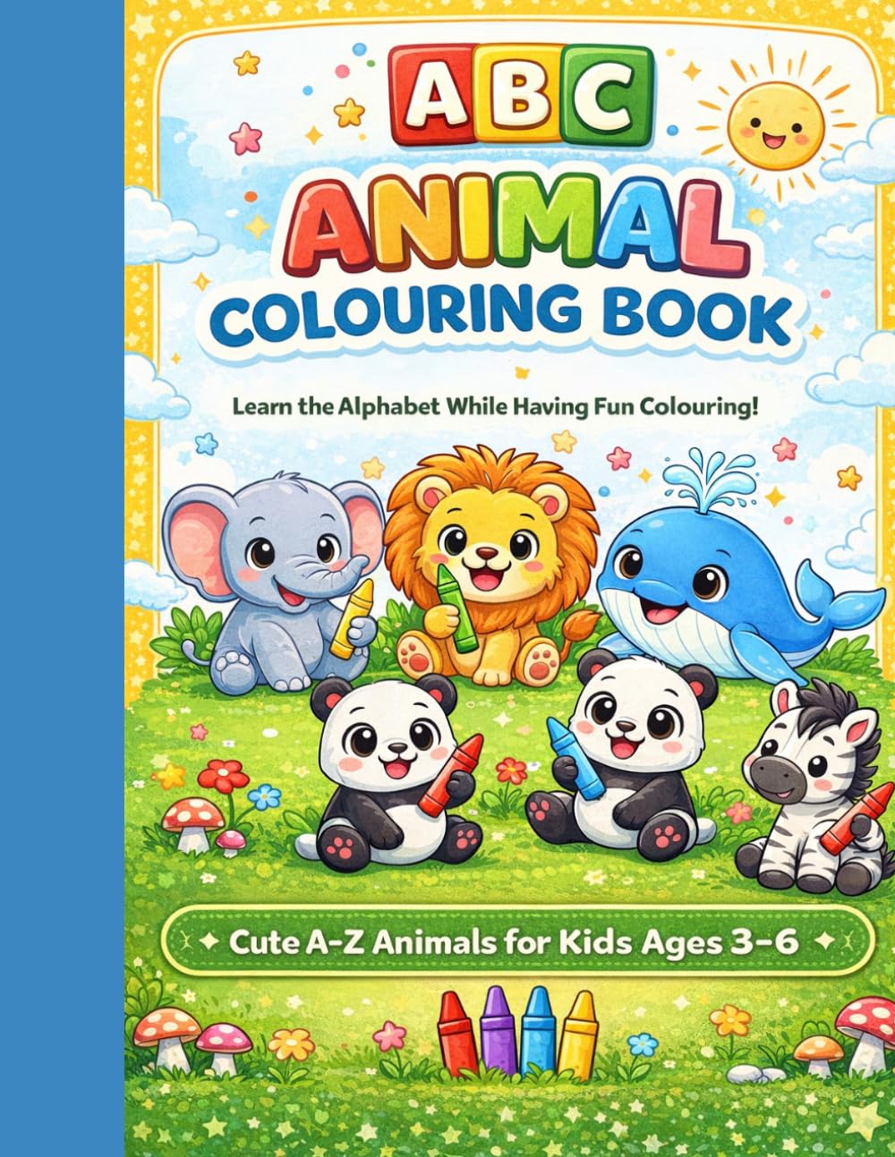 ABC Animal Colouring Book for Kids Ages 3–6: A–Z Animal Colouring Pages with Cute and Easy Illustrations for Preschool, Kindergarten and Early Learners