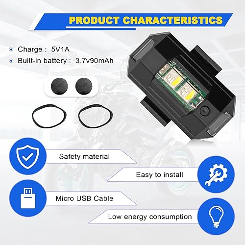 Miniatura 3 de Luces estroboscópicas LED recargables de advertencia nocturna, 7 colores, luces anticolisión para coche, motocicleta, barco