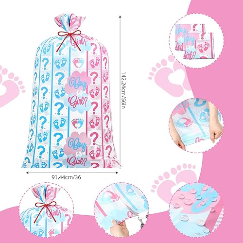 Miniatura 2 de Zonon 3 bolsas de 56 pulgadas extra grandes para baby shower, almacenamiento para revelación de género, bolsas de regalo de plástico de gran tamaño,