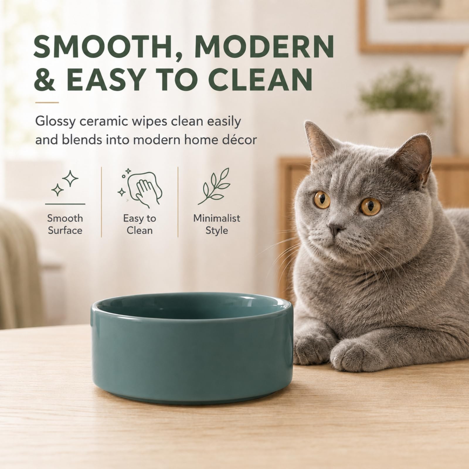 Havniva Set di due ciotole per gatti in ceramica, da 13 cm, per cibo e acqua per gatti adatti ai baffi, ciotole per alimenti per animali domestici per gatti interni, ampia ciotola per acqua per gatti
