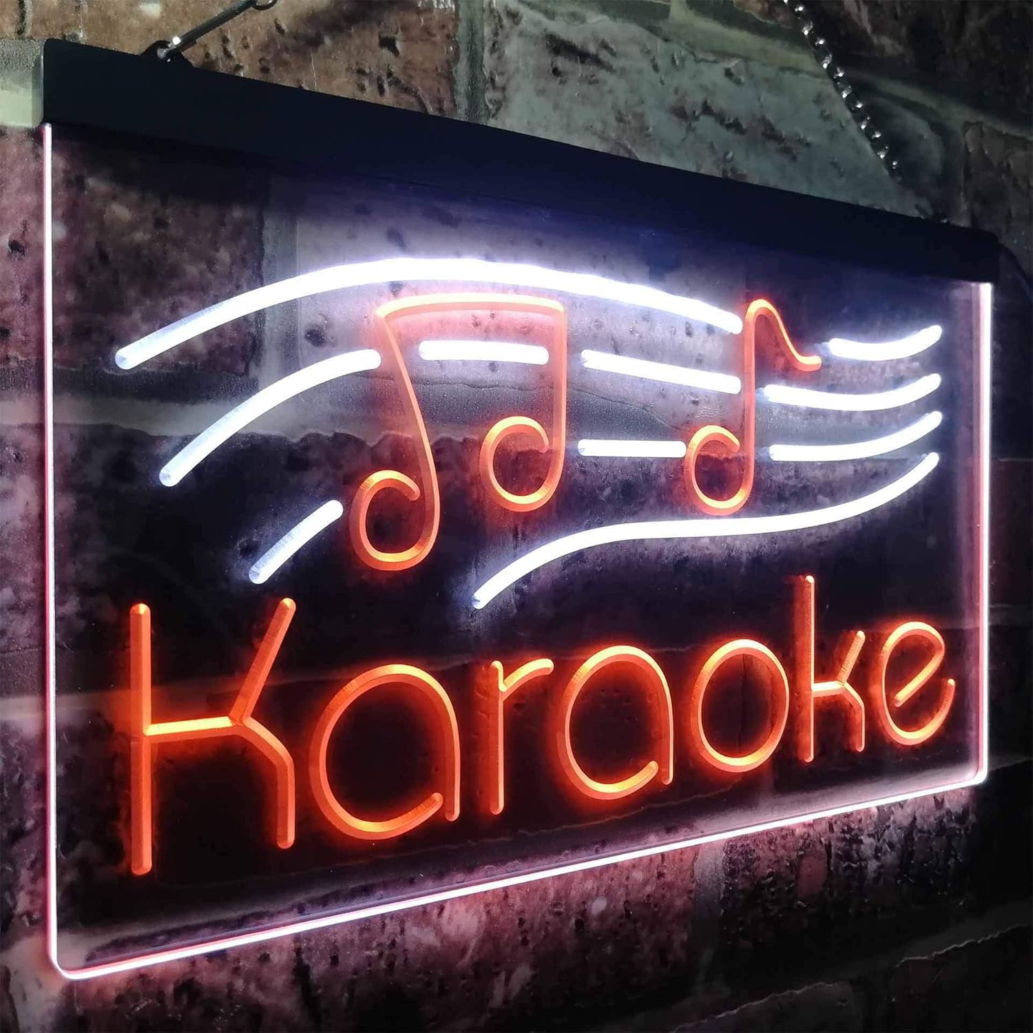 ADVPRO Karaoke Music Note Dual Color LED Neon Sign White & Orange 16" x 12" st6s43-i3164-wo