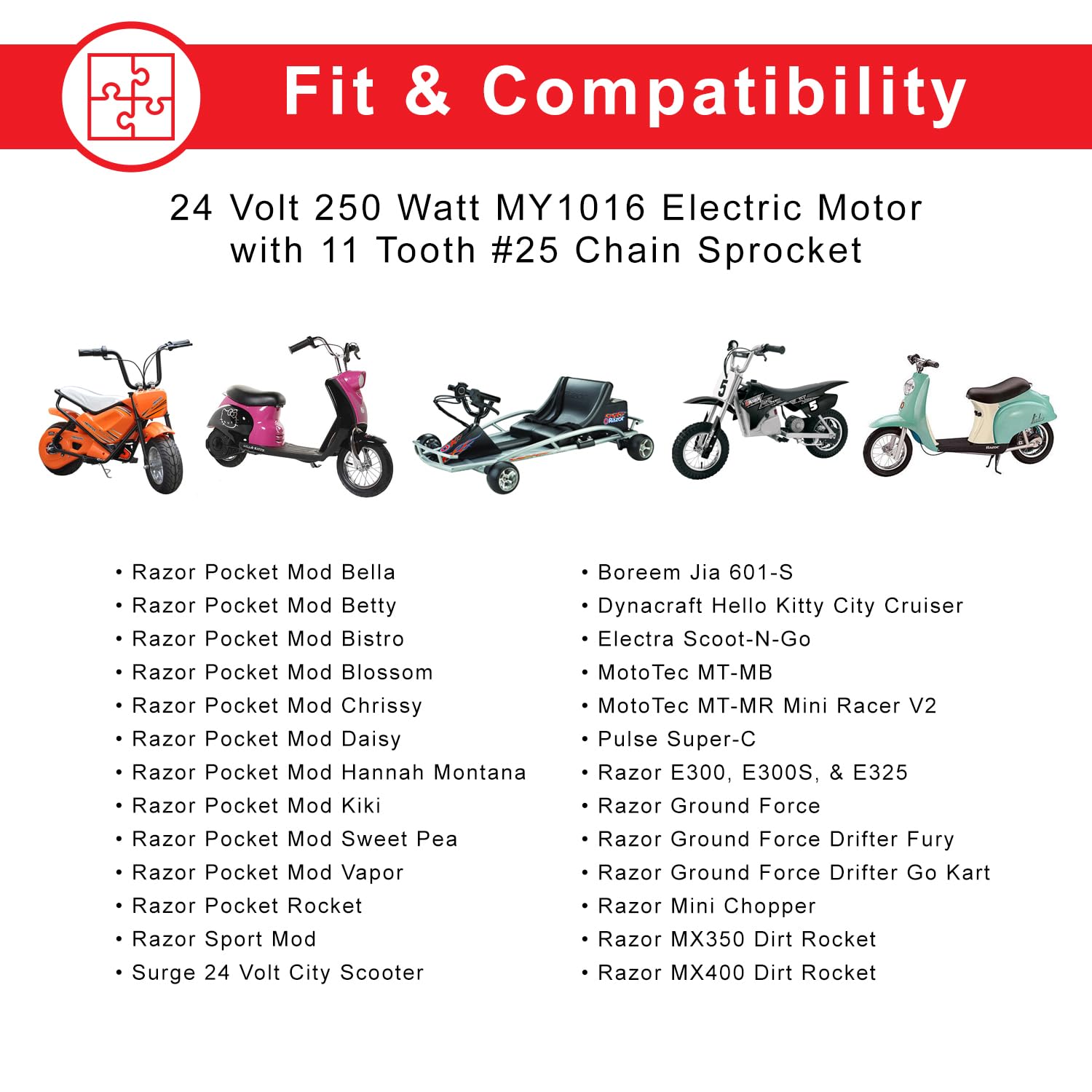 Amazon.com: AlveyTech 24 Volt 250 Watt Electric DC Motor for Razor