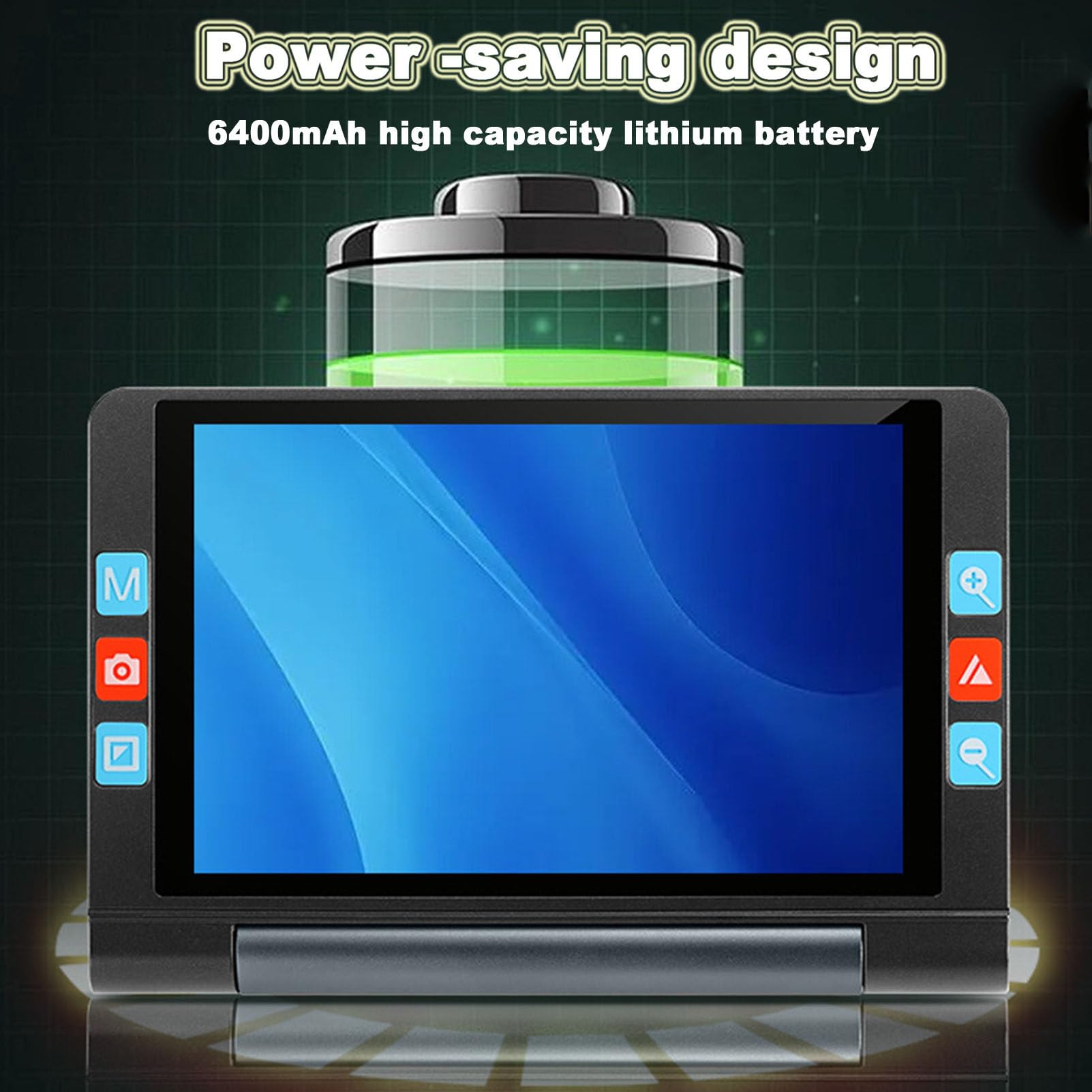 Lupa Digital portátil de 8 Pulgadas para Lectura con Baja visión, Ideal para Estudiantes, Personas Mayores y periódicos. Zoom 2X-20X, Salida AV/HDMI (Blanca).