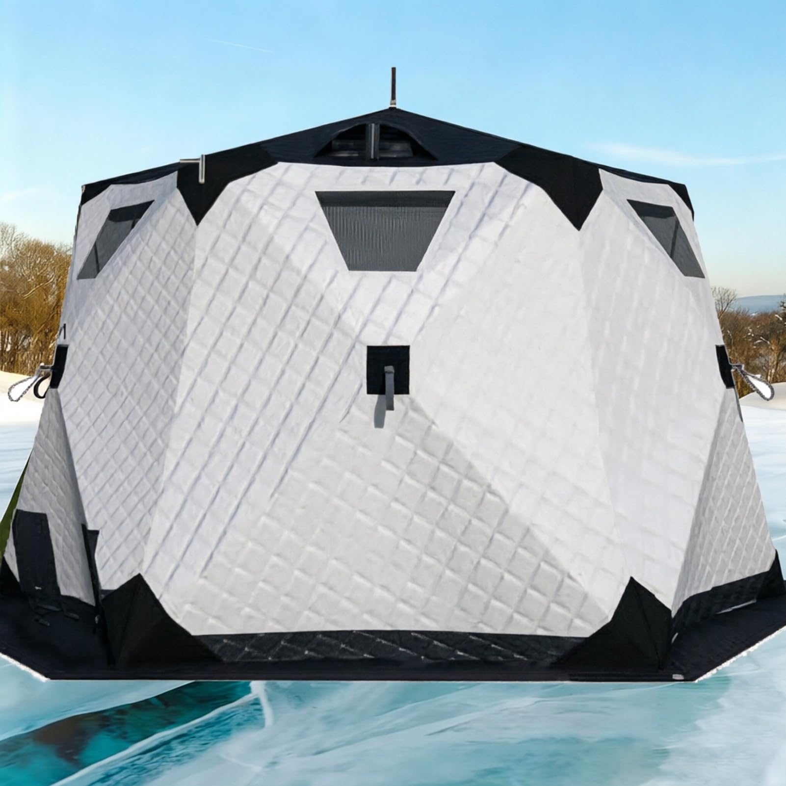 Tenda Portatile Per Pesca Su Ghiaccio, 5-6persone, Isolata, 3.3mWhite