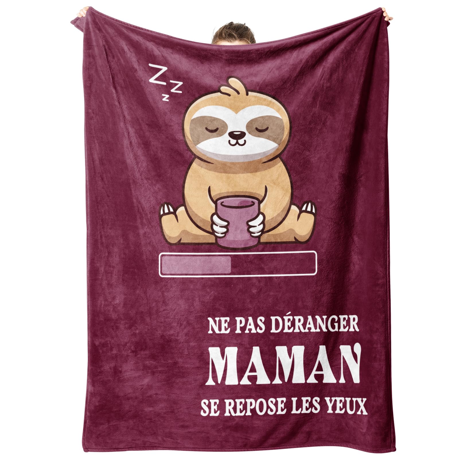 Plaid couverture polaire Niyewsor bordeaux 157x132cm cadeau douceur maman