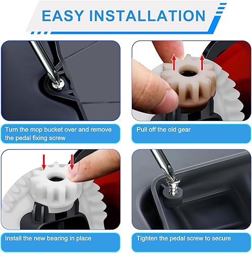 Miniatura 4 de 4 piezas de repuesto para trapeador giratorio, cubo giratorio, cojinete de embrague, piñones de engranaje, repuesto de repuesto para fregona